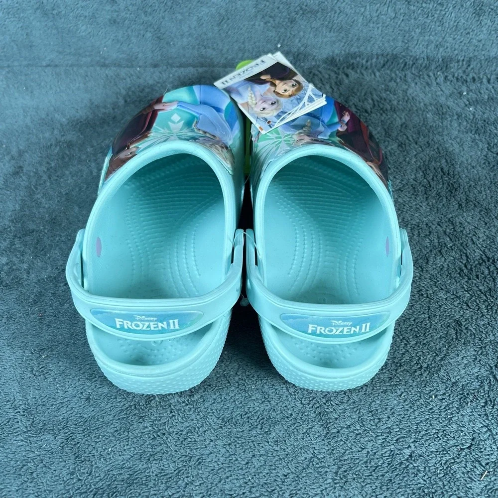 Crocs Fun Lab Disney's Frozen II Elsa And Anna Ice‎ Blue Clog Juniors Size J2